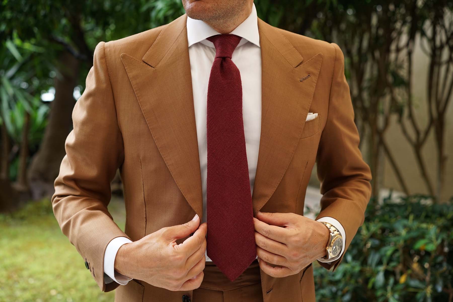 Mahogany Wine Linen Twill Necktie - Image 4