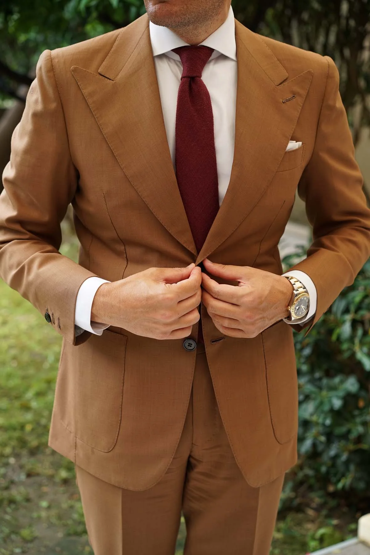 Mahogany Wine Linen Twill Necktie - Image 5