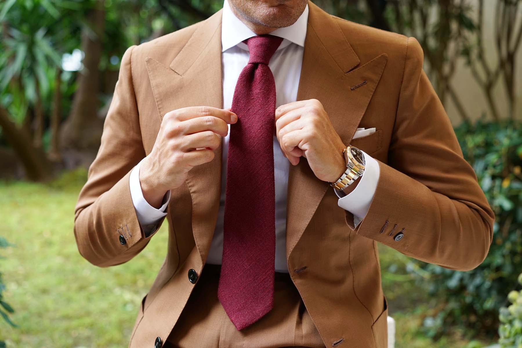 Mahogany Wine Linen Twill Necktie - Image 6