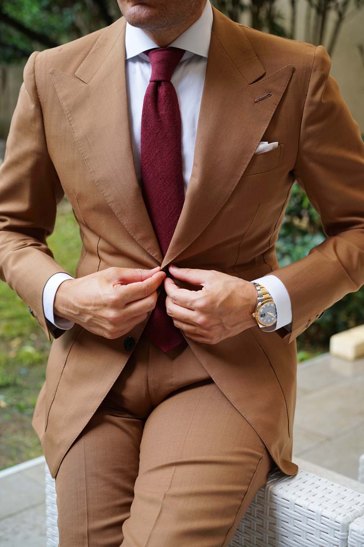 Mahogany Wine Linen Twill Necktie - Image 7