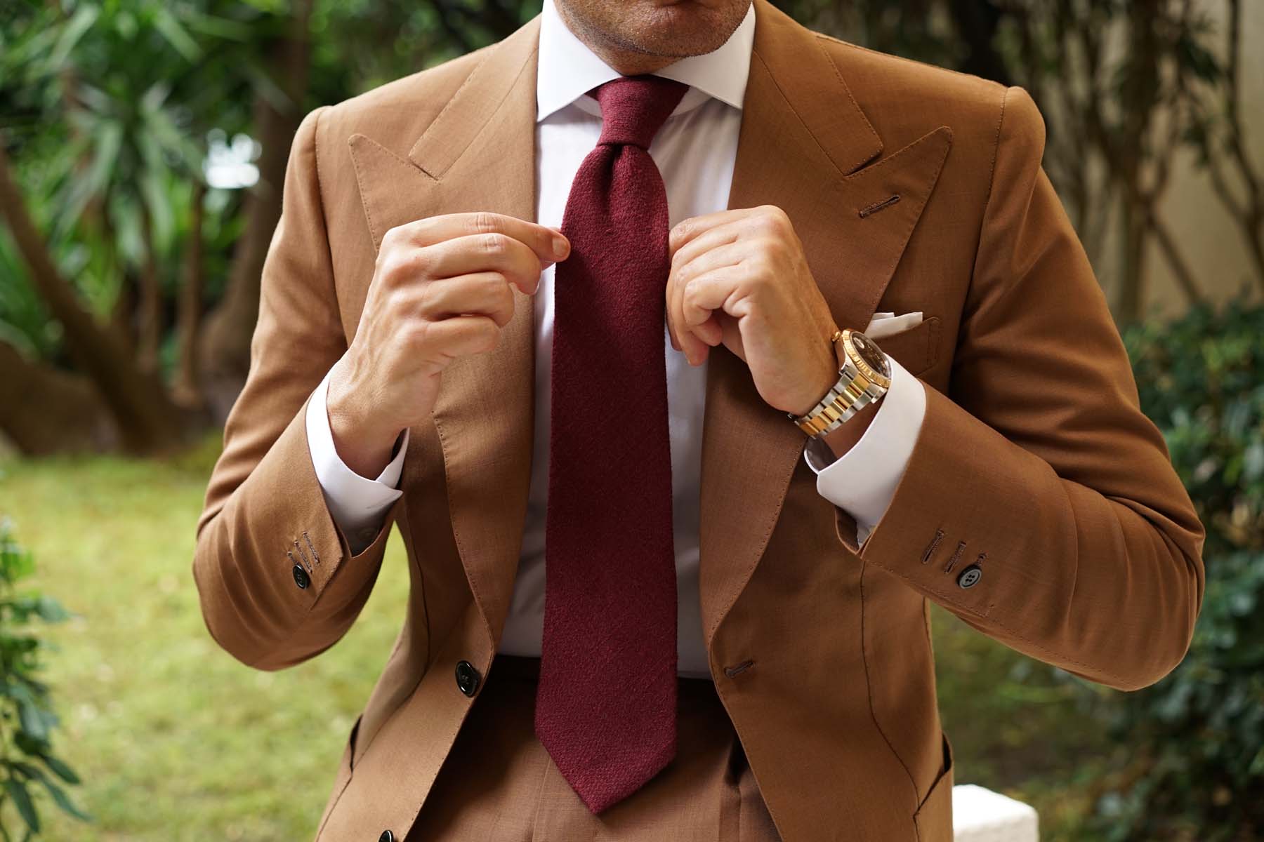 Mahogany Wine Linen Twill Necktie - Image 8