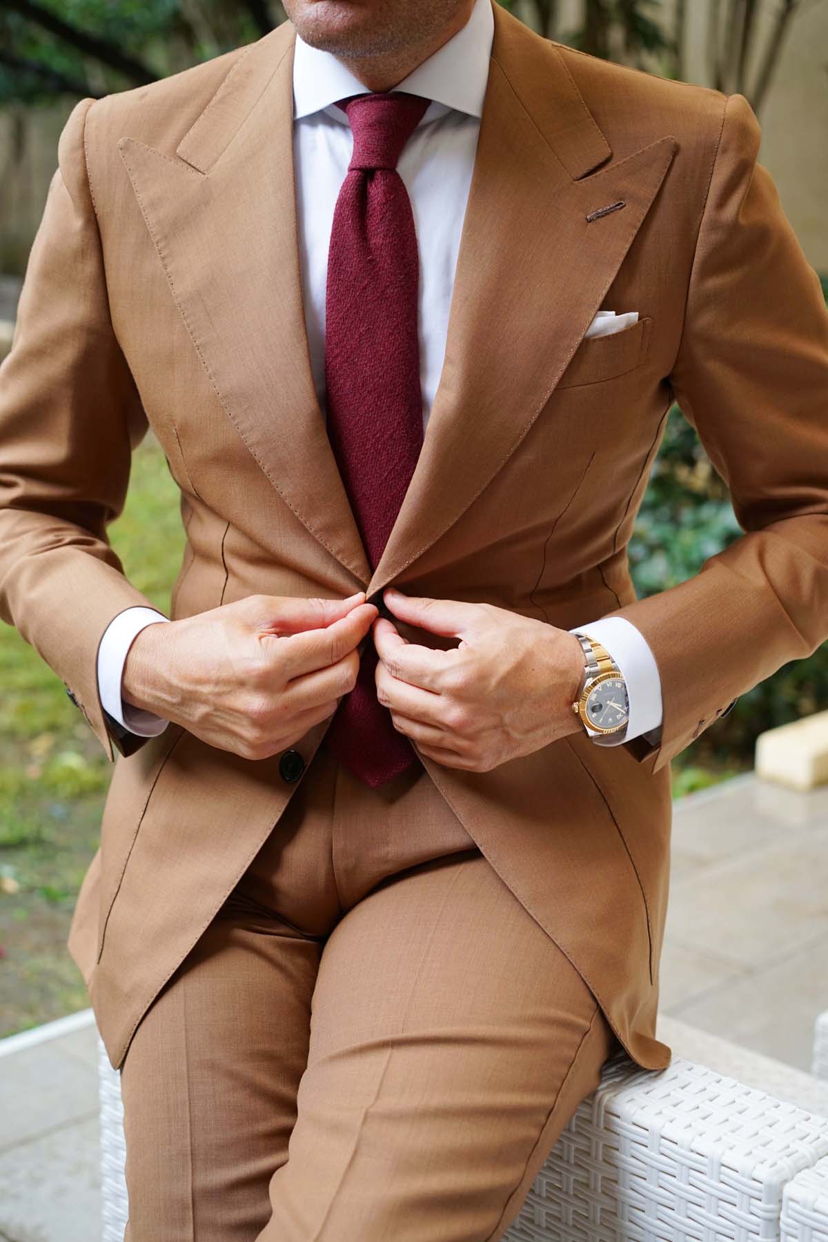 Mahogany Wine Linen Twill Necktie - Image 9
