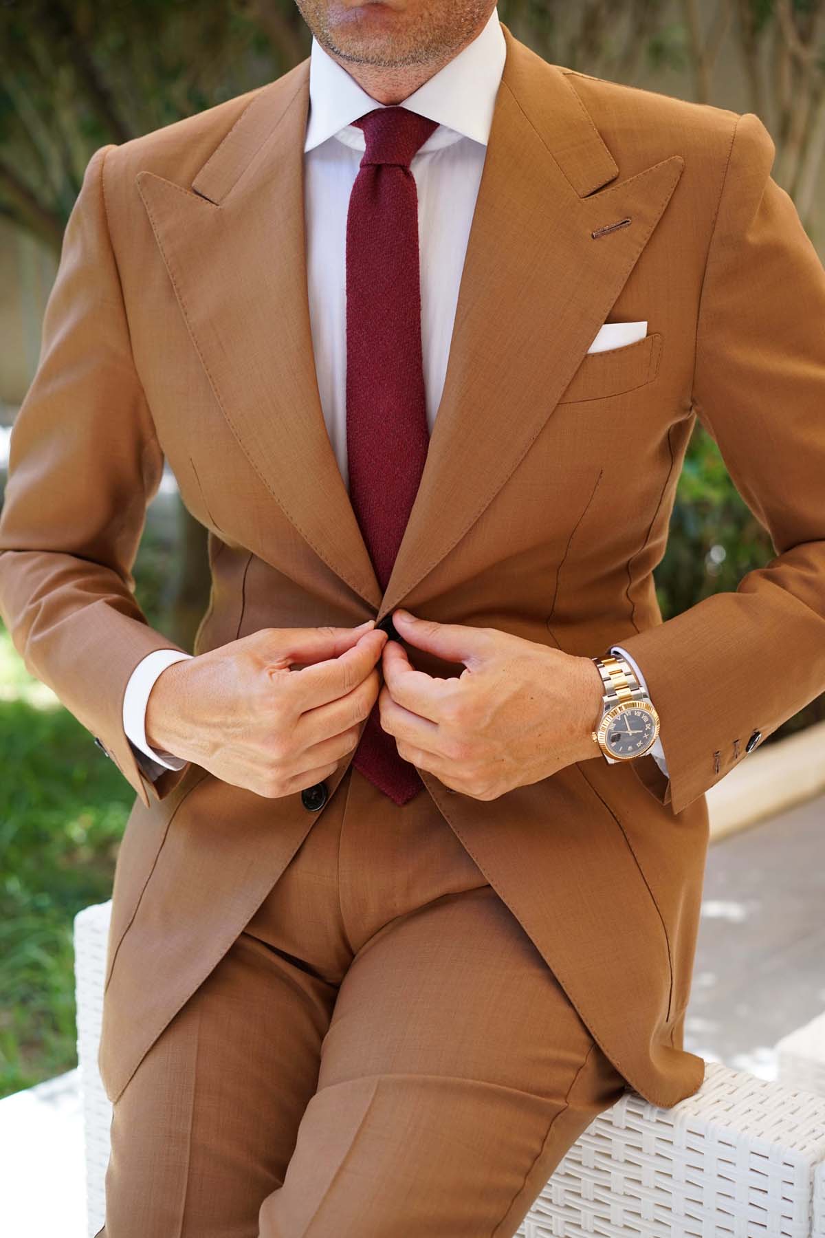 Mahogany Wine Linen Twill Skinny Tie - Image 8