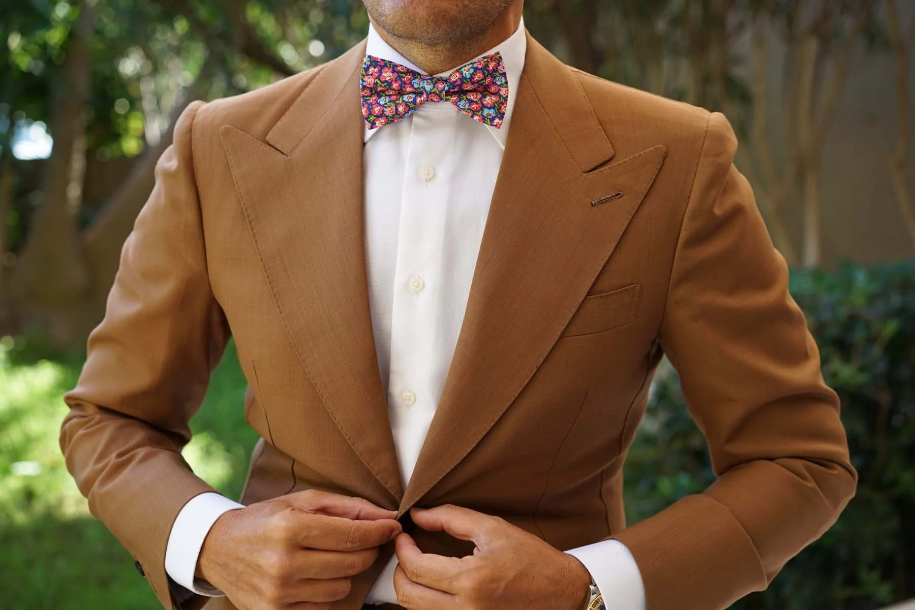 Málaga Pink Floral Bow Tie - Image 6