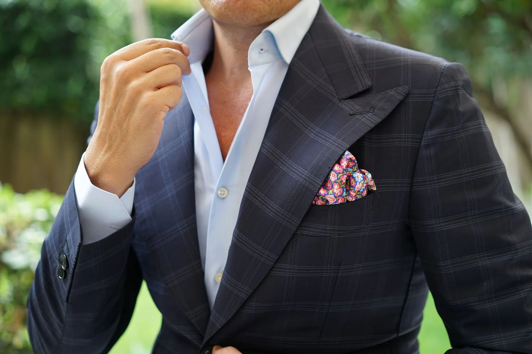Málaga Pink Floral Pocket Square - Image 3