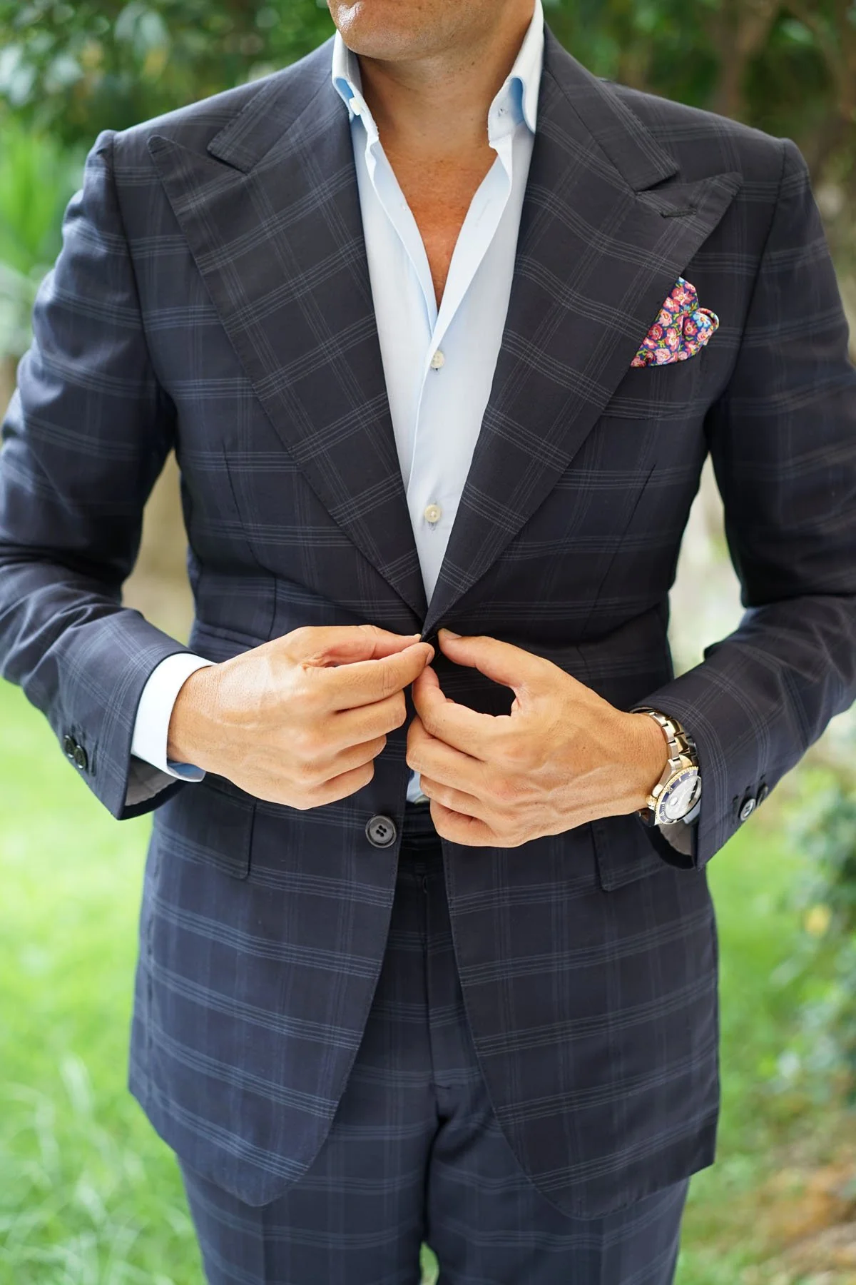 Málaga Pink Floral Pocket Square - Image 4