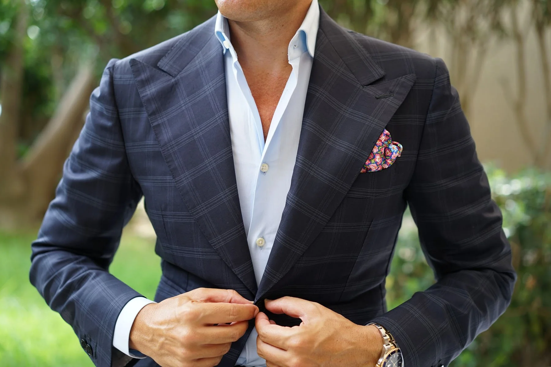 Málaga Pink Floral Pocket Square - Image 6