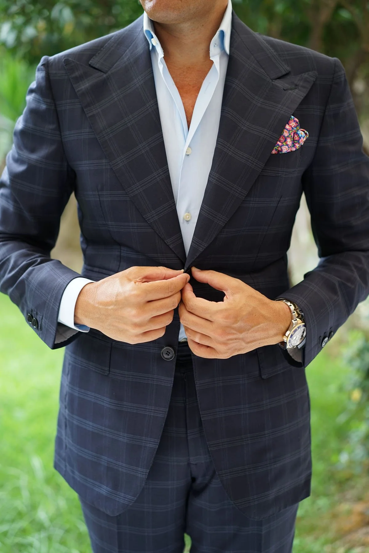 Málaga Pink Floral Pocket Square - Image 7