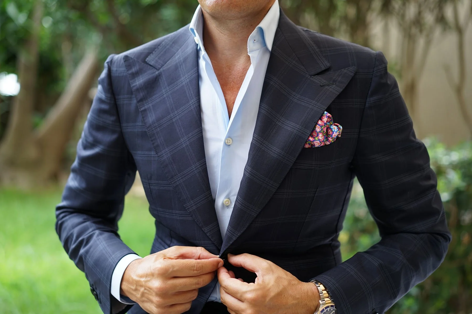 Málaga Pink Floral Pocket Square - Image 8