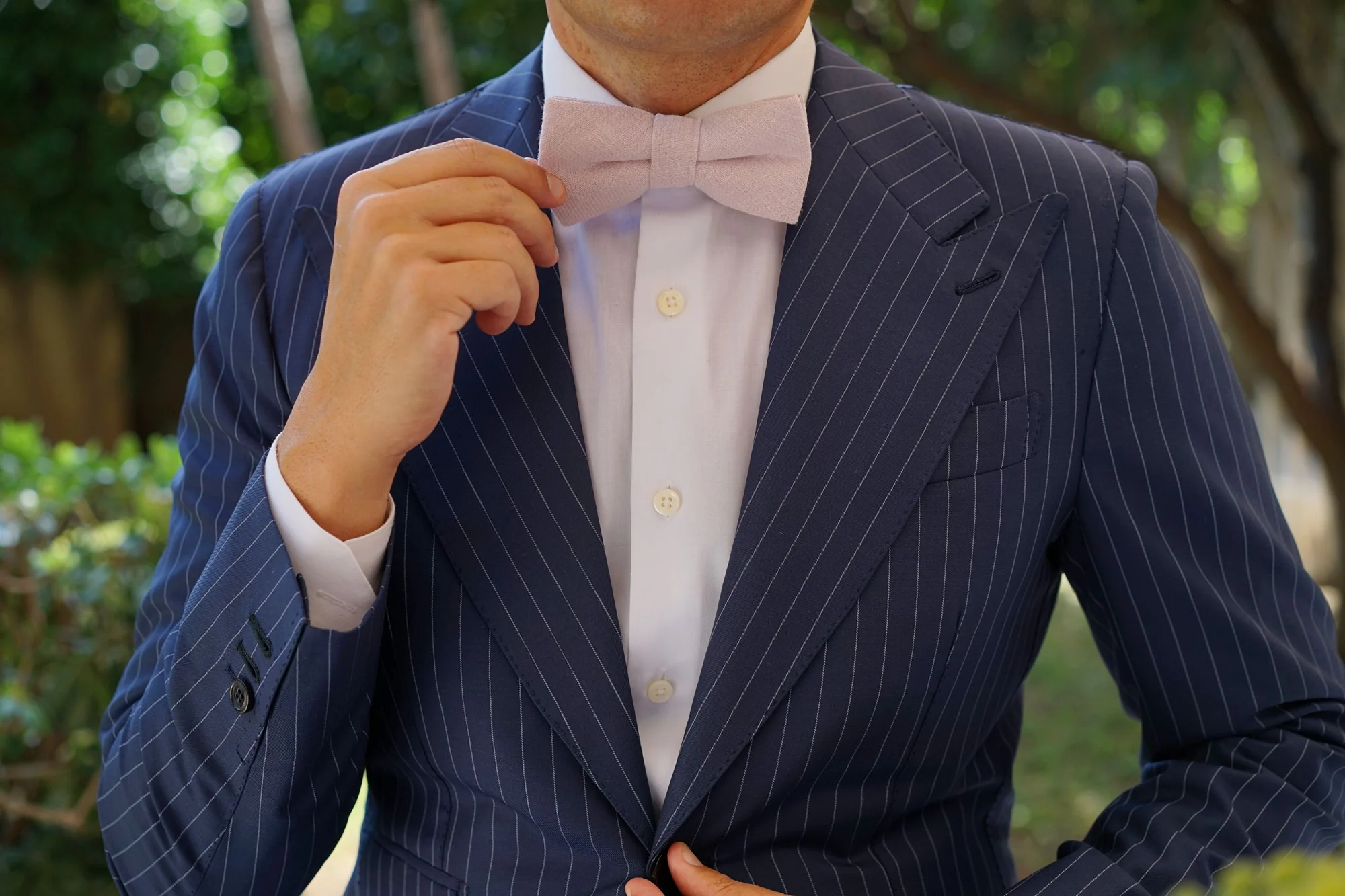 Maldivian Blush Pink Linen Bow Tie - Image 5