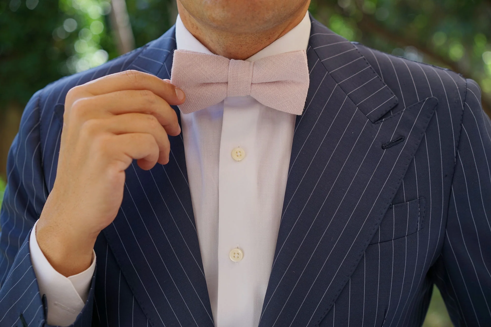 Maldivian Blush Pink Linen Bow Tie - Image 6