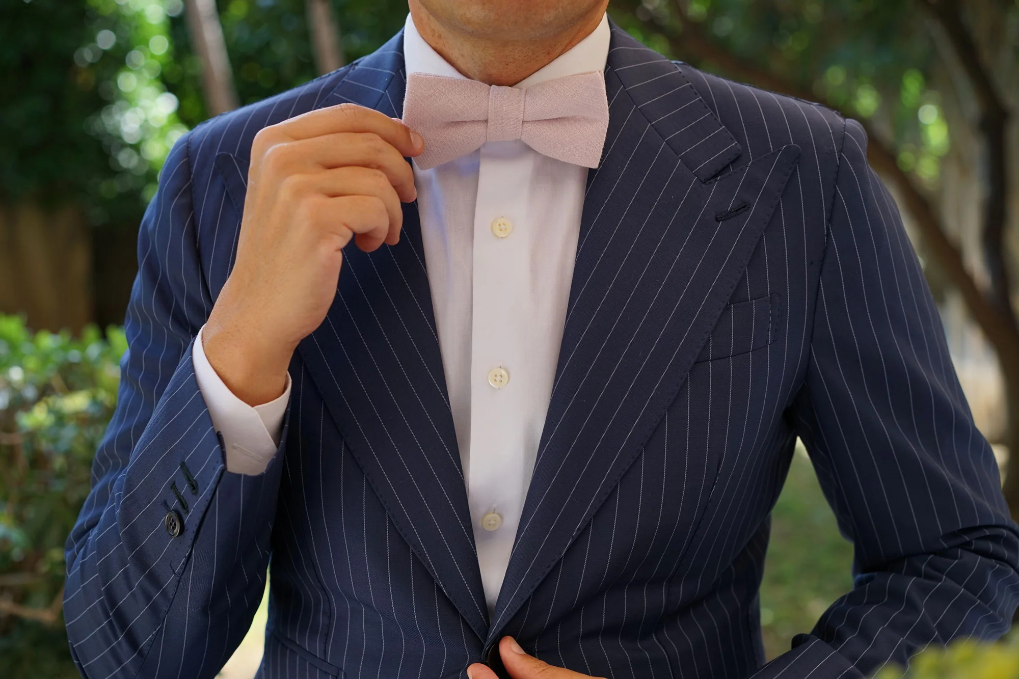 Maldivian Blush Pink Linen Bow Tie - Image 7