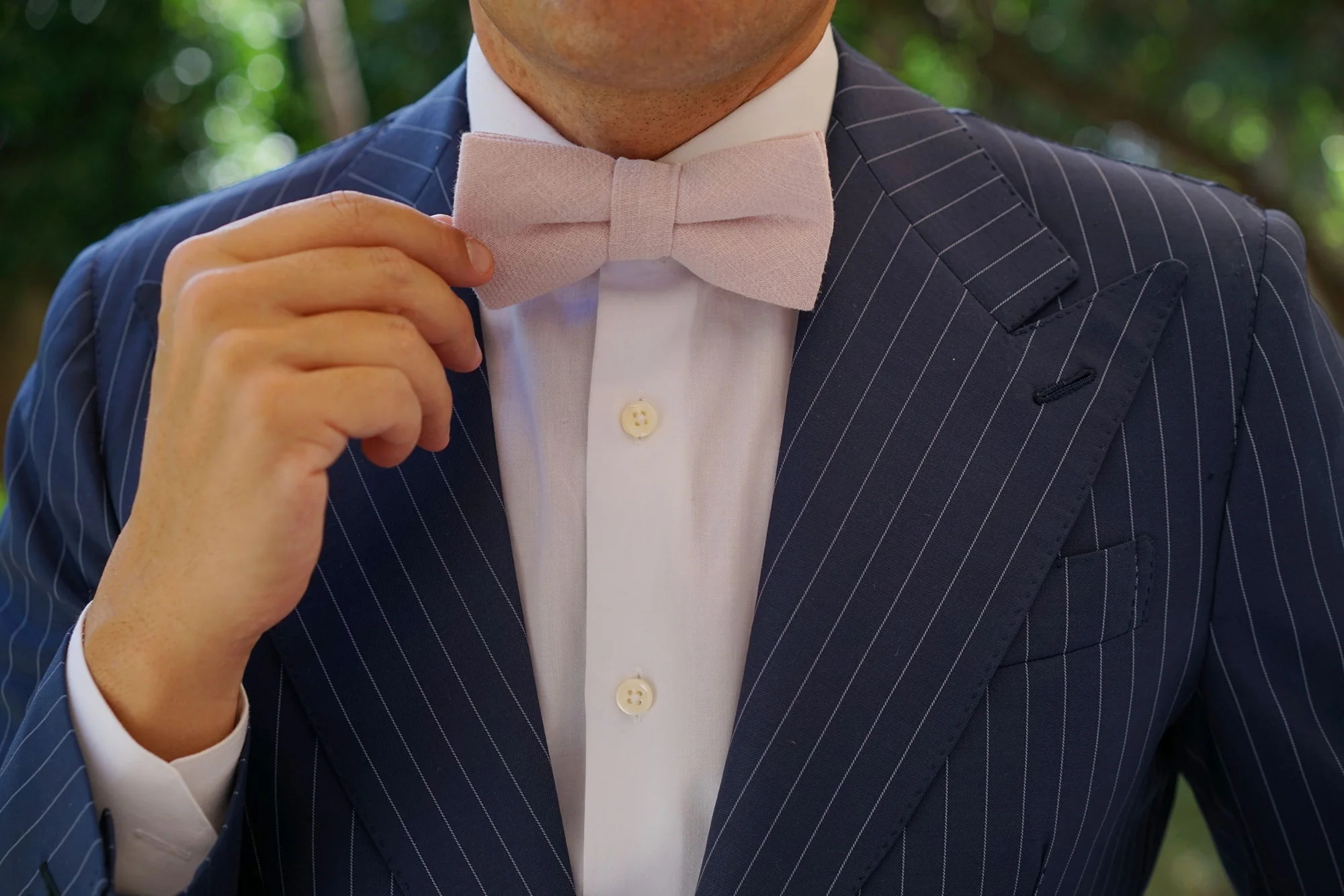 Maldivian Blush Pink Linen Bow Tie - Image 8