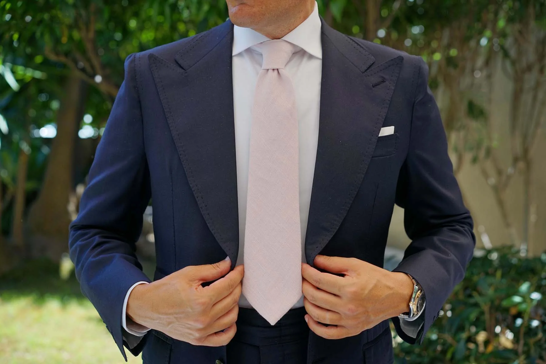 Maldivian Blush Pink Linen Necktie - Image 8