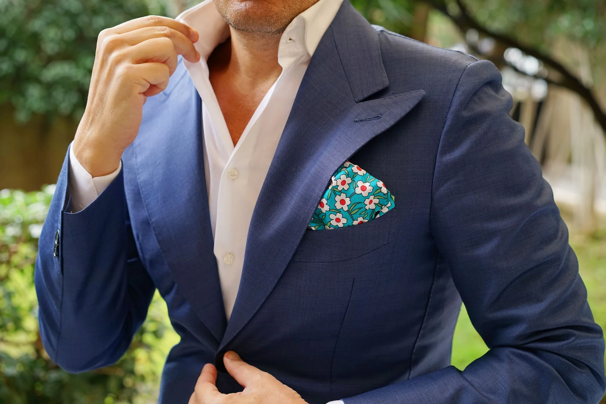 Maldivian Turquoise Floral Pocket Square - Image 5