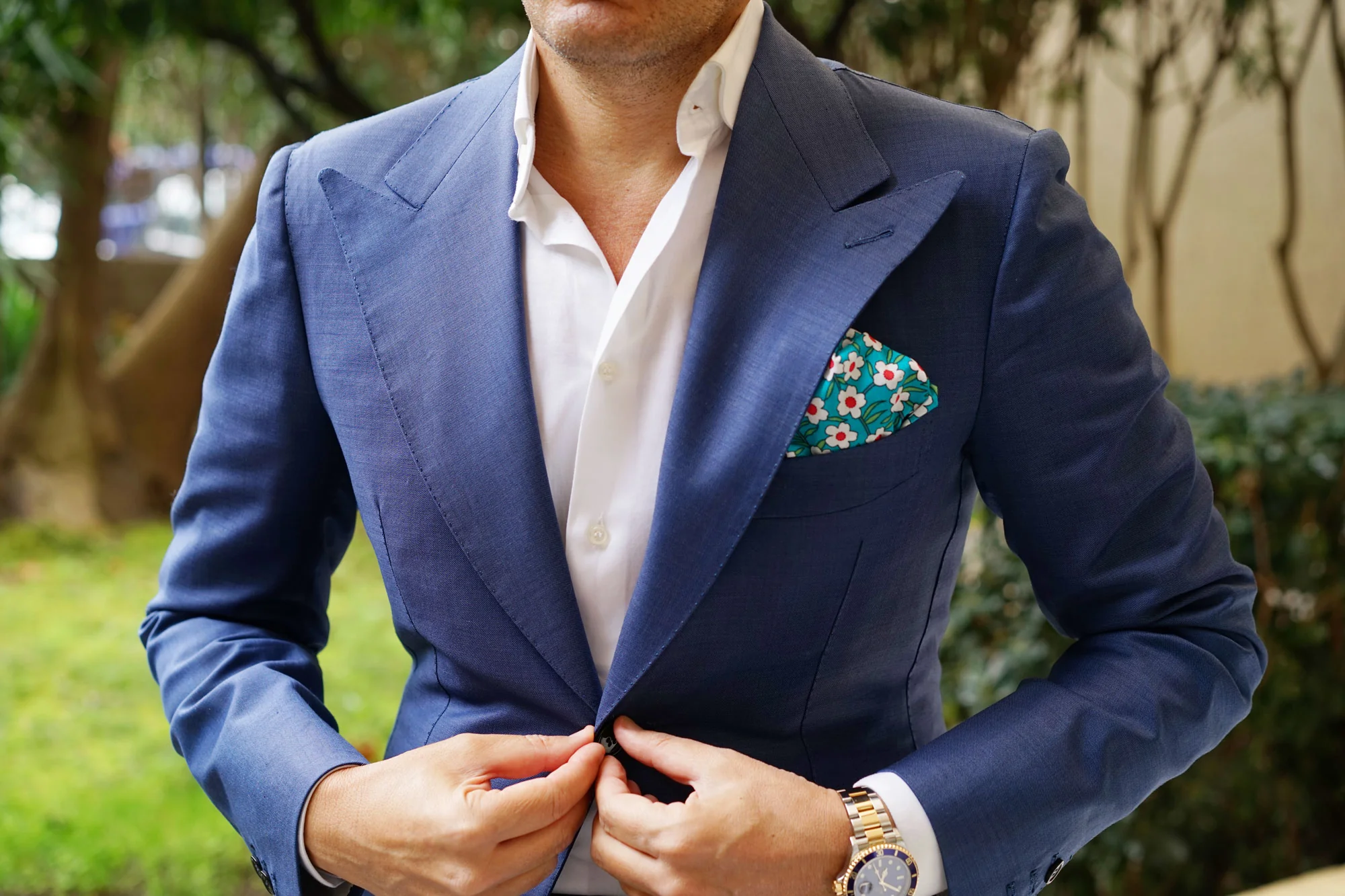 Maldivian Turquoise Floral Pocket Square - Image 7