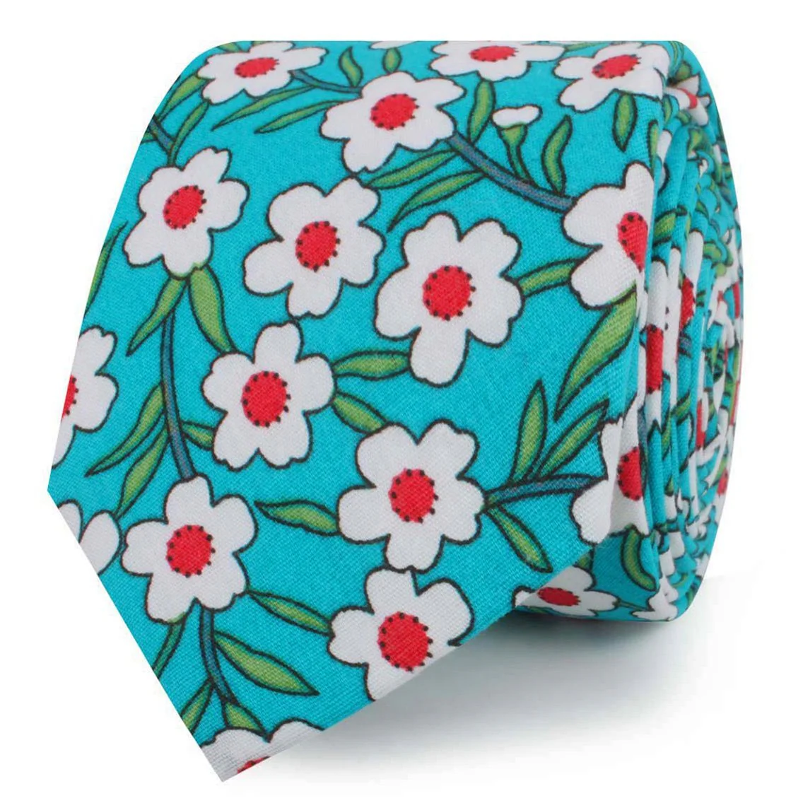 Maldivian Turquoise Floral Skinny Tie - Image 2