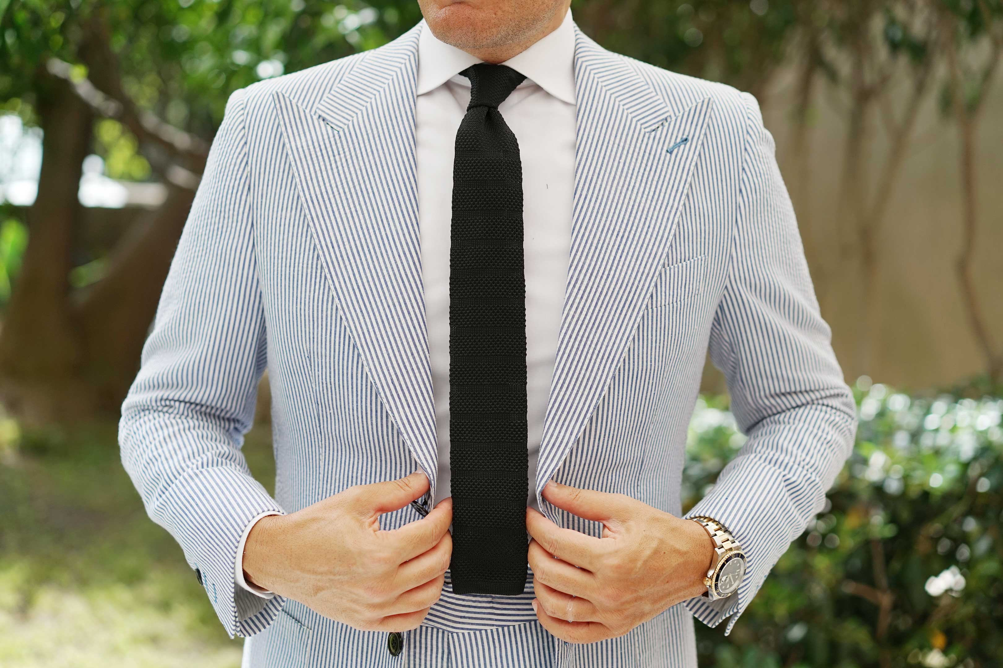 Manchester Black Knitted Tie - Image 5
