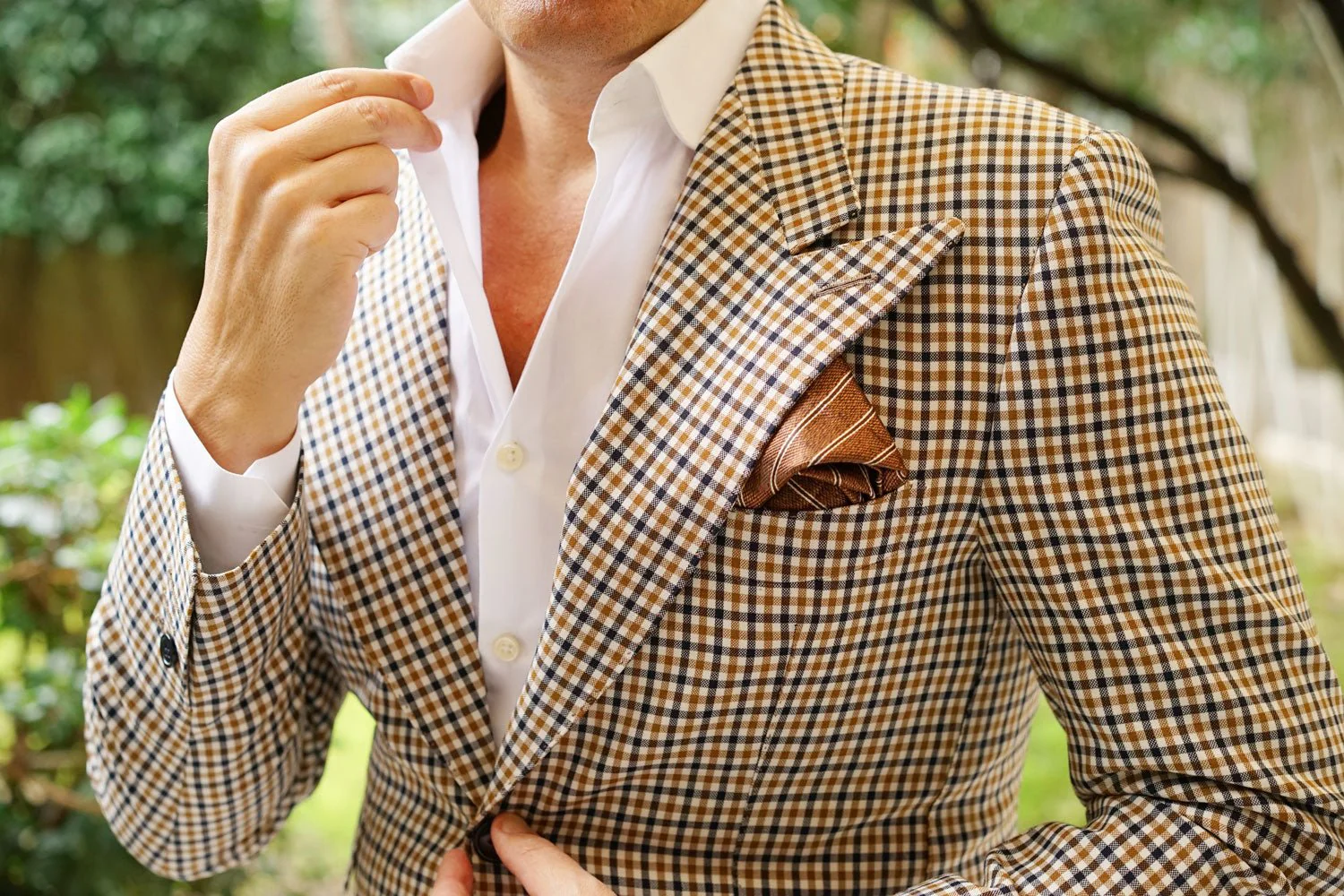 Manhattan Brown Bronze Striped Pocket Square - Image 5