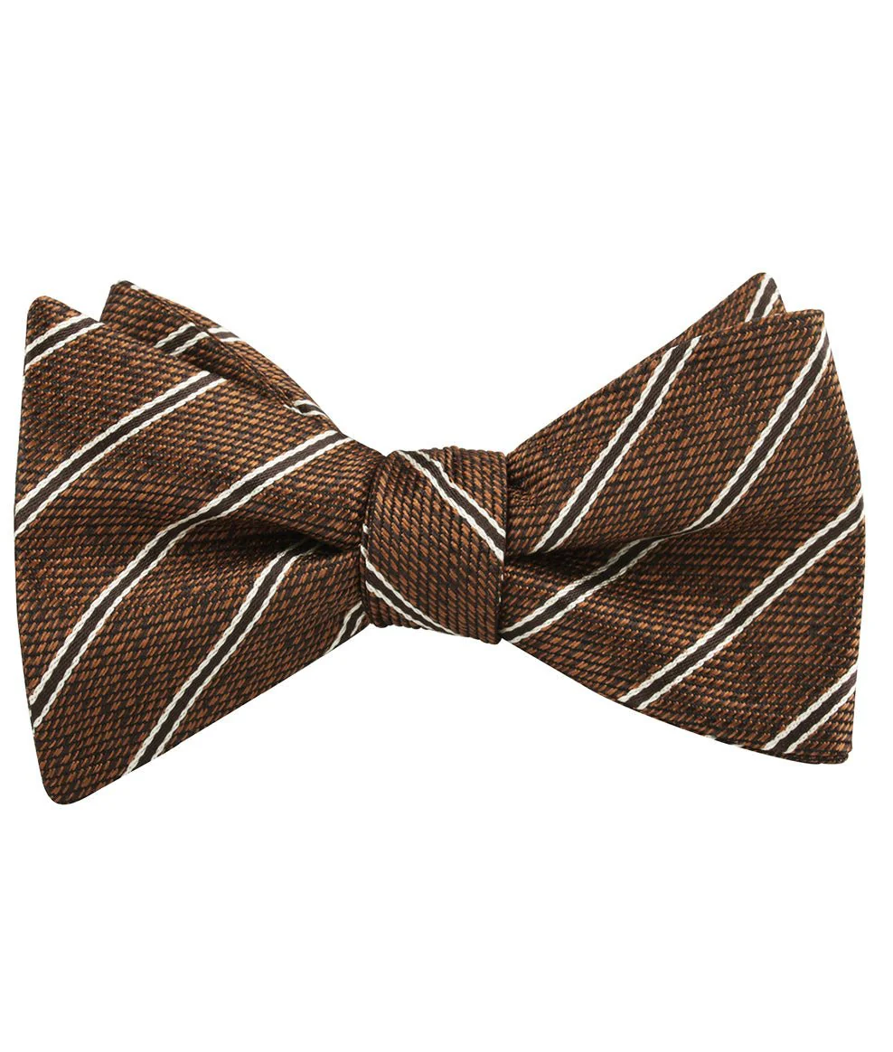 Manhattan Brown Bronze Striped Self Bow Tie - Image 2