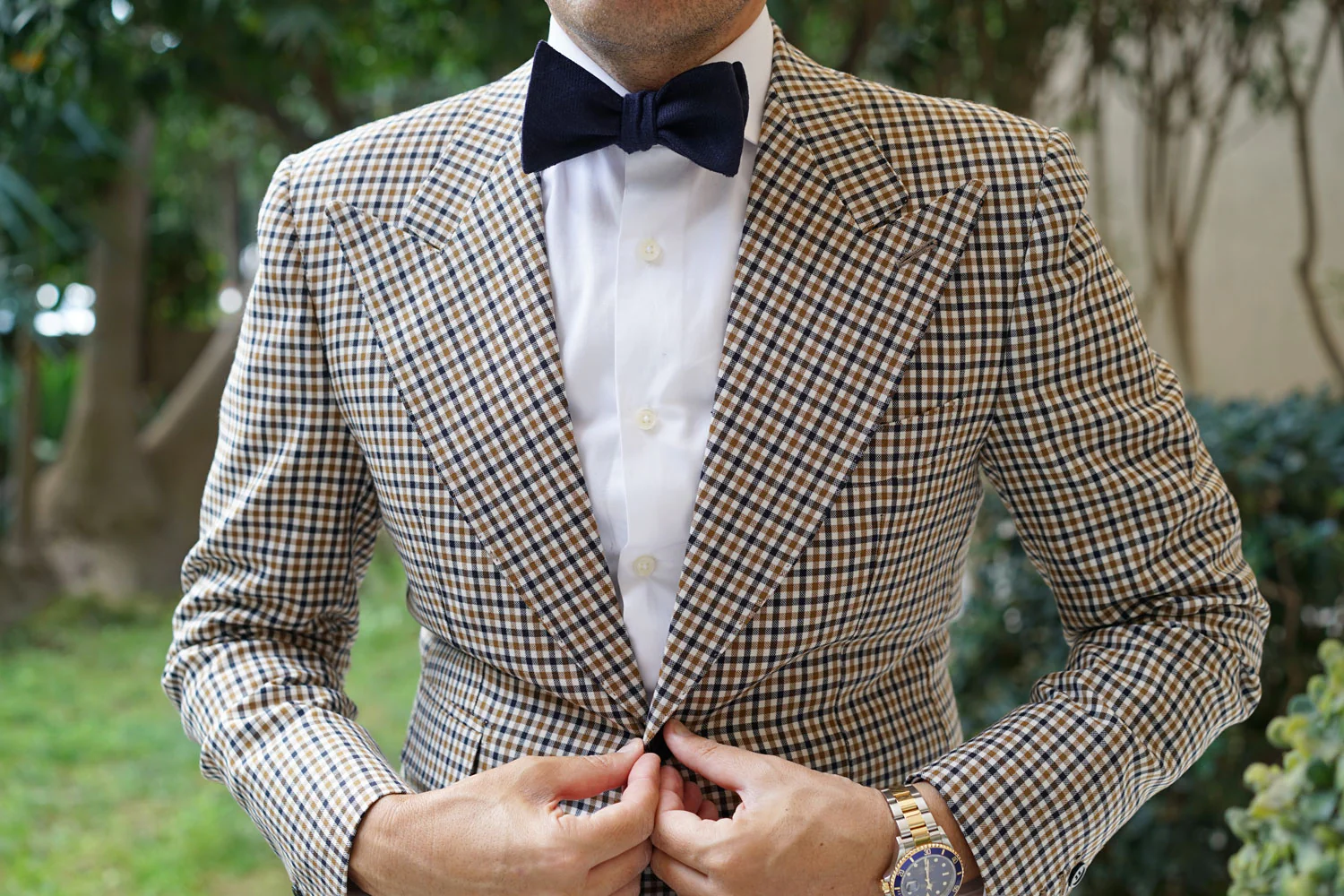 Marine Dark Navy Blue Twill Linen Self Bow Tie - Image 8