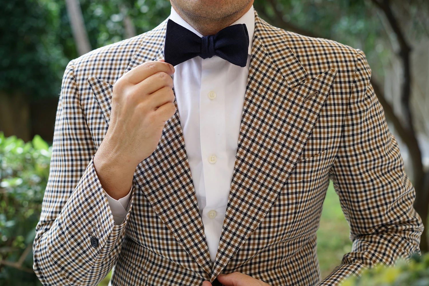 Marine Dark Navy Blue Twill Linen Self Bow Tie - Image 9
