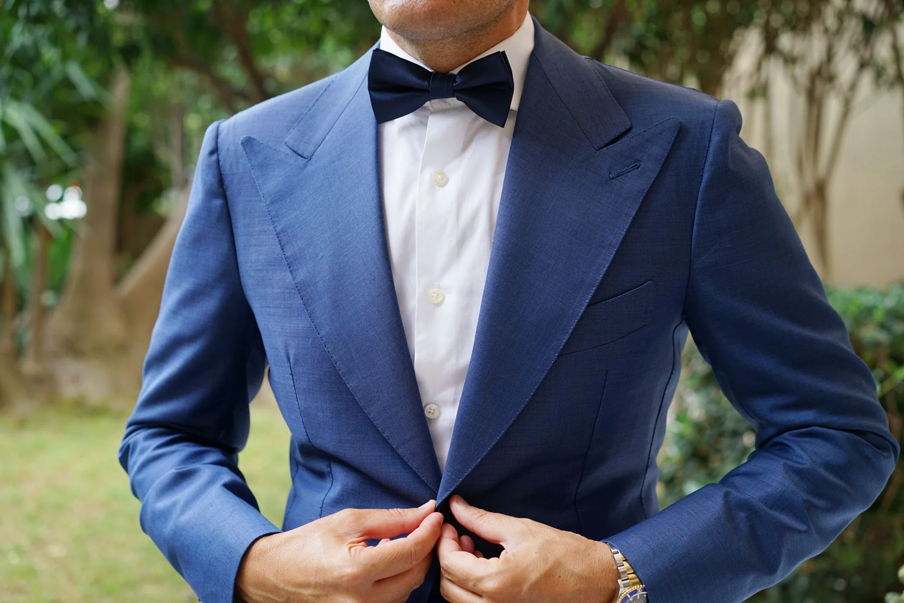 Marine Midnight Blue Satin Bow Tie - Image 3