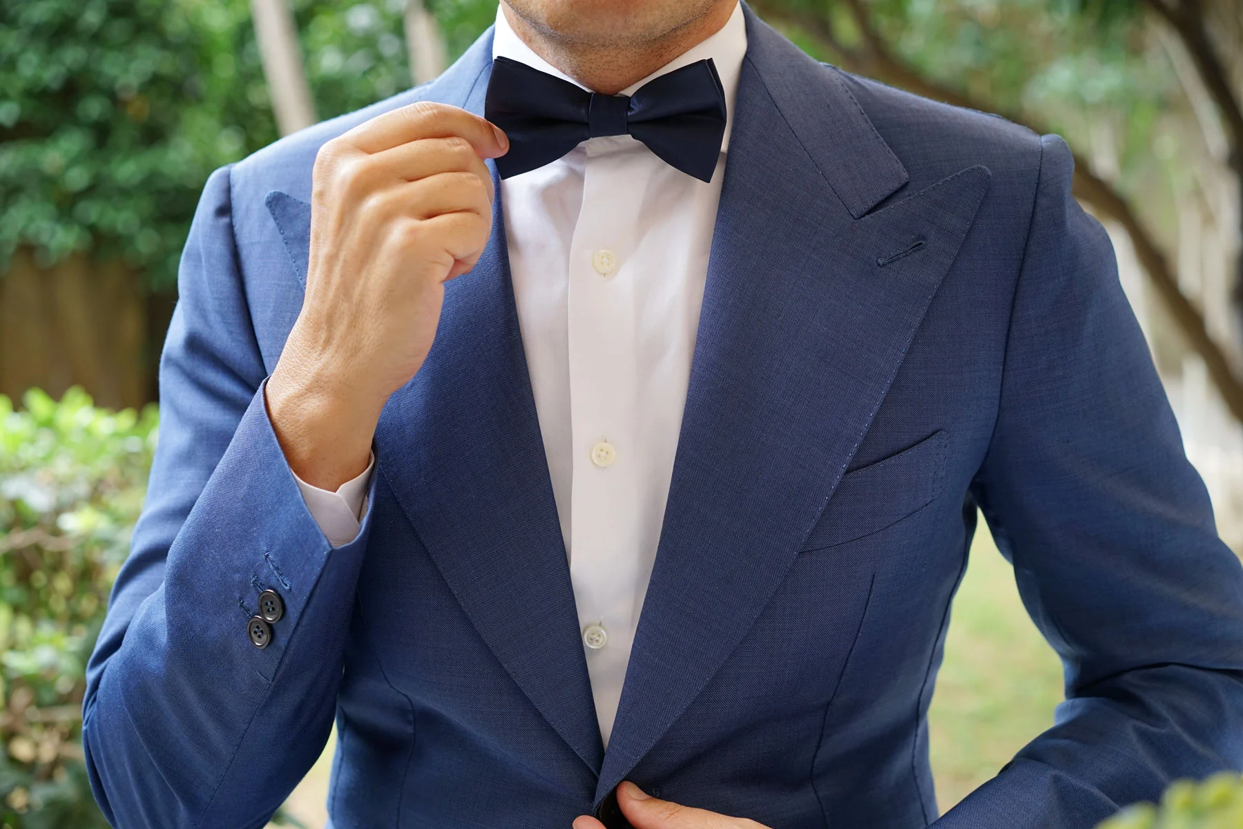 Marine Midnight Blue Satin Bow Tie - Image 5