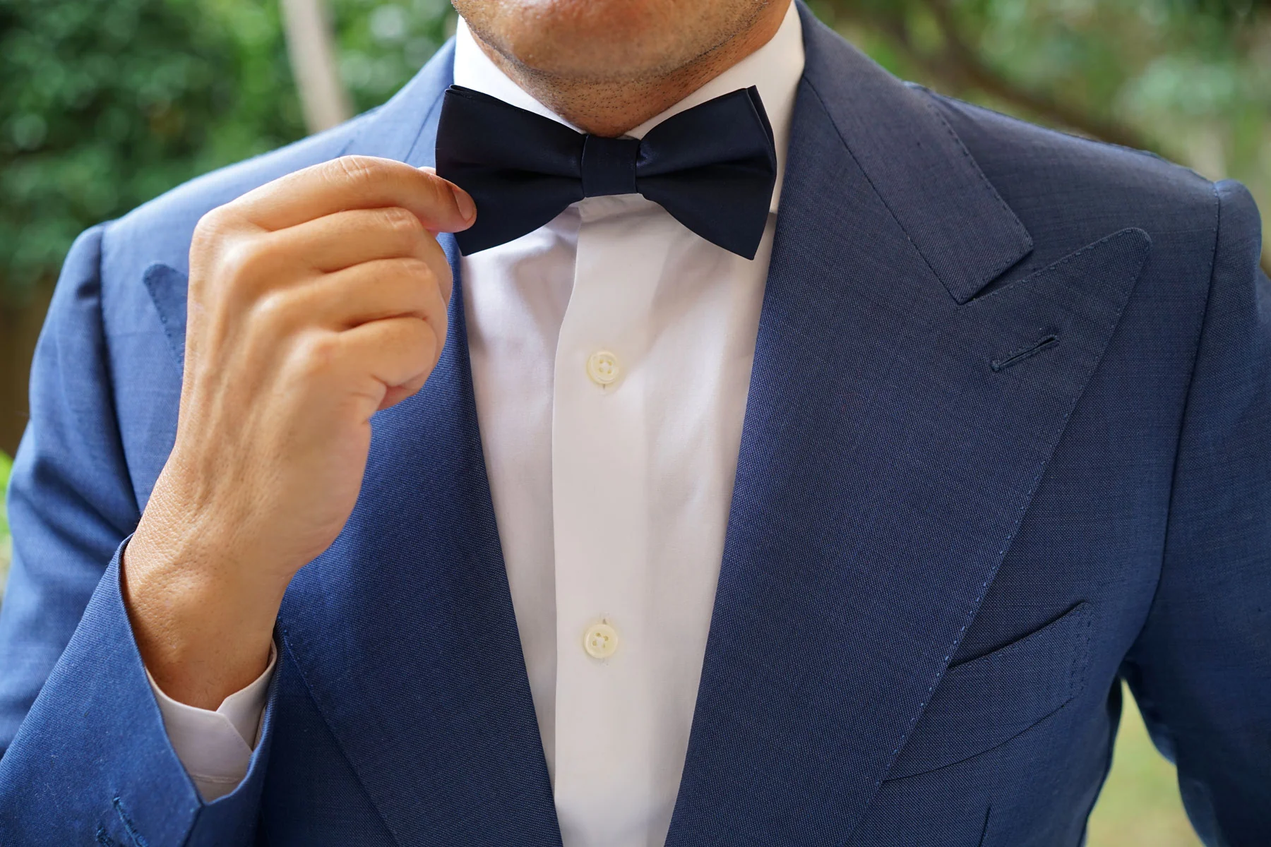 Marine Midnight Blue Satin Bow Tie - Image 6