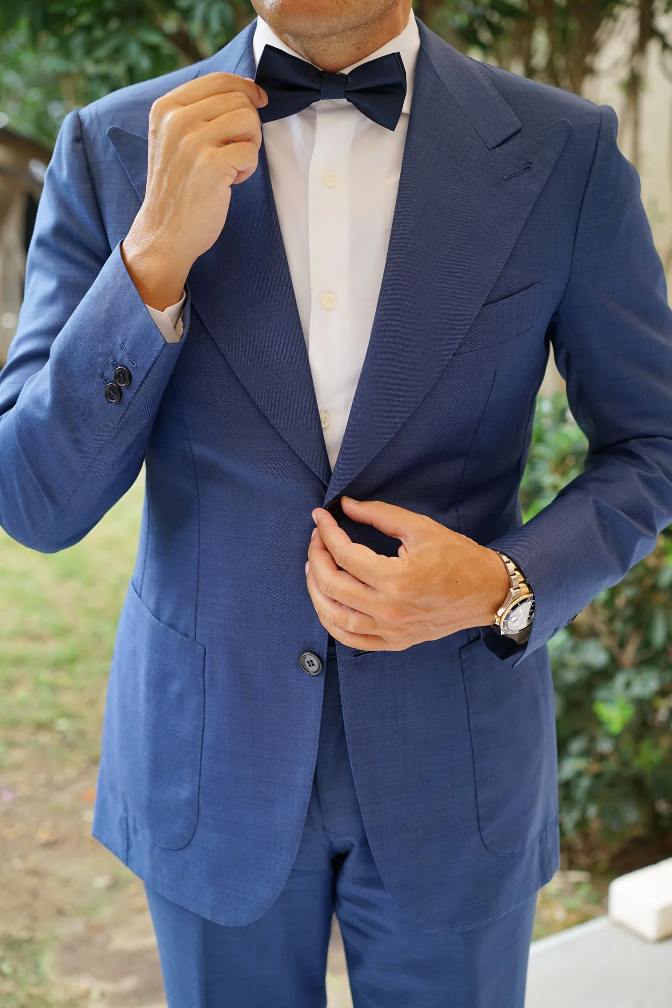 Marine Midnight Blue Satin Bow Tie - Image 7