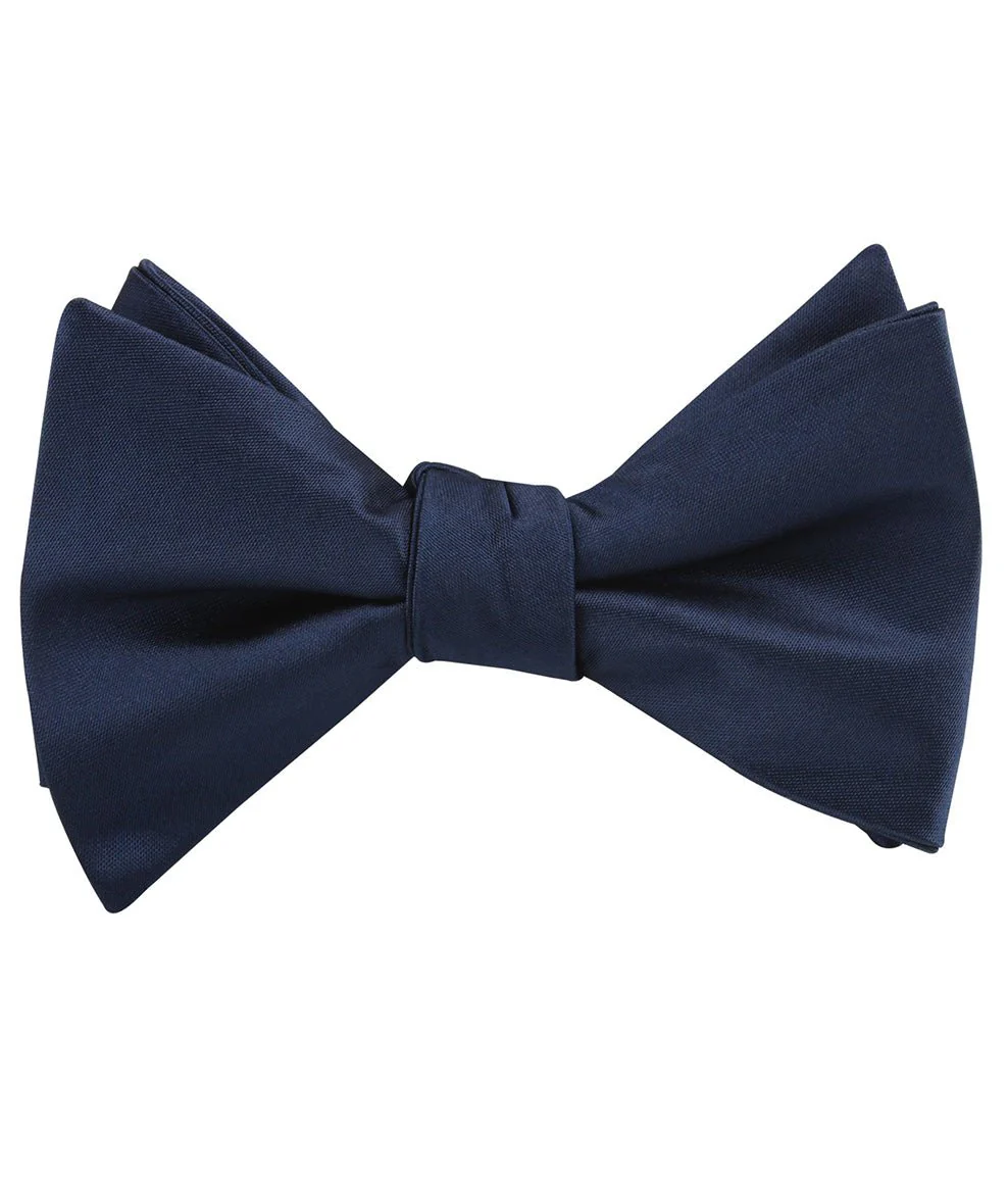 Marine Midnight Blue Satin Self Bow Tie - Image 2