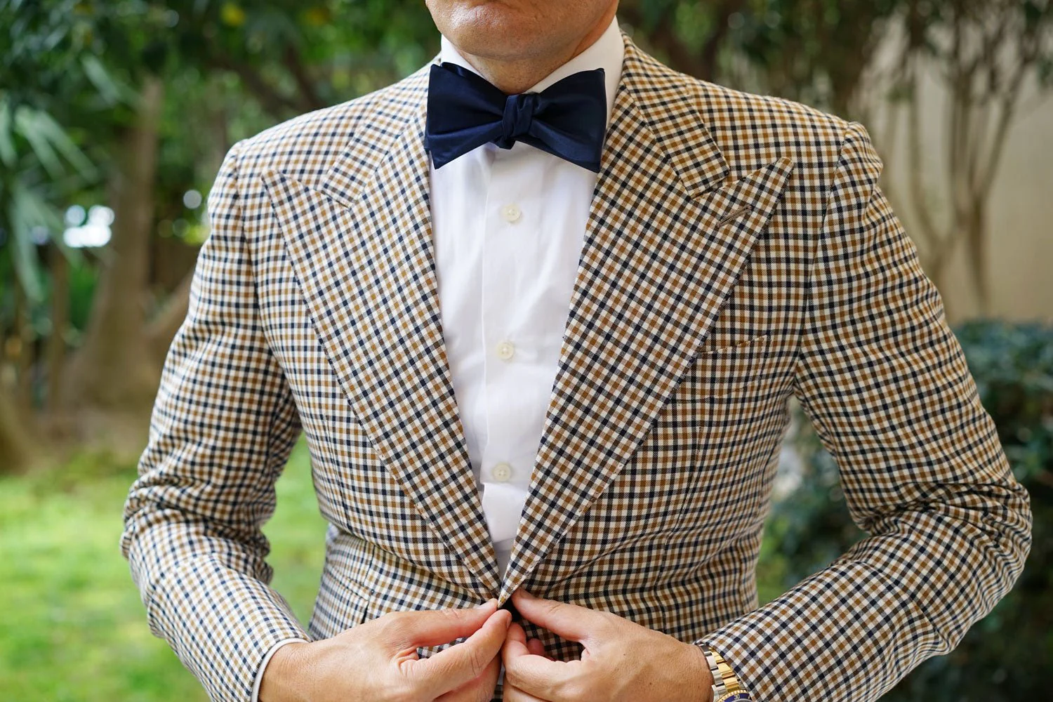 Marine Midnight Blue Satin Self Bow Tie - Image 8