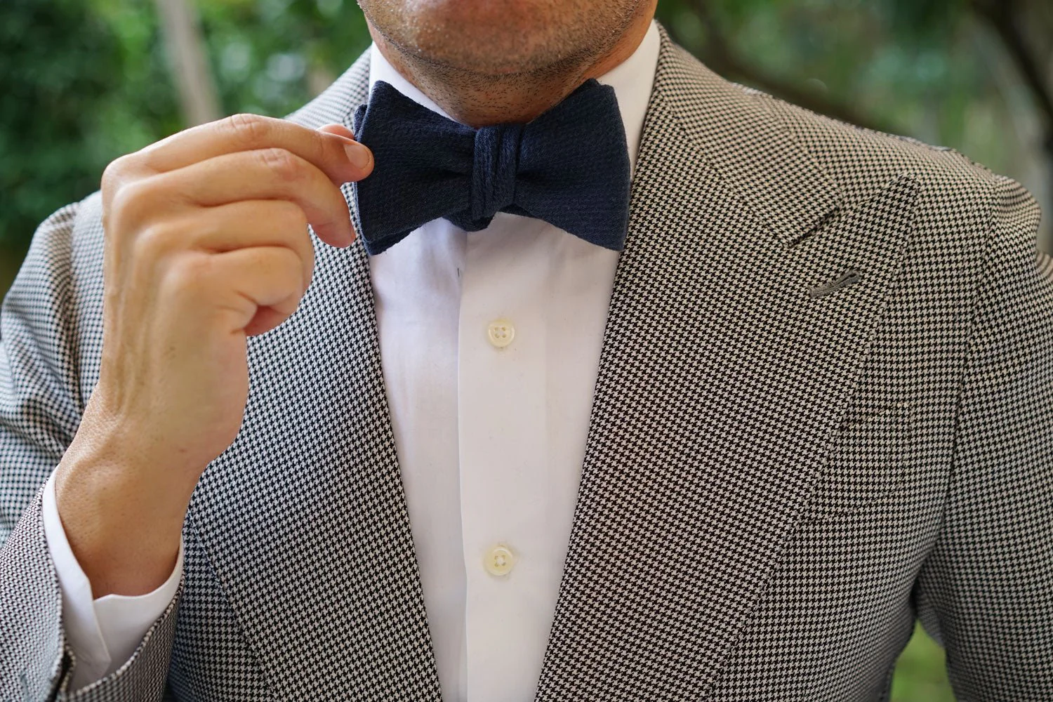 Marine Navy Blue Linen Self Bow Tie - Image 11