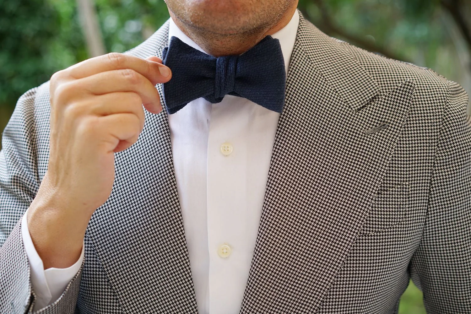 Marine Navy Blue Linen Self Bow Tie - Image 7