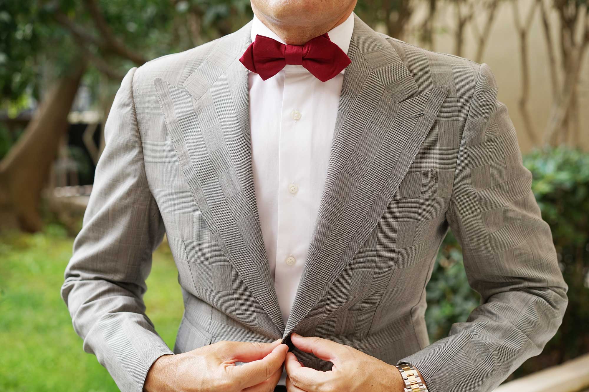 Maroon Cotton Diamond Bow Tie - Image 3