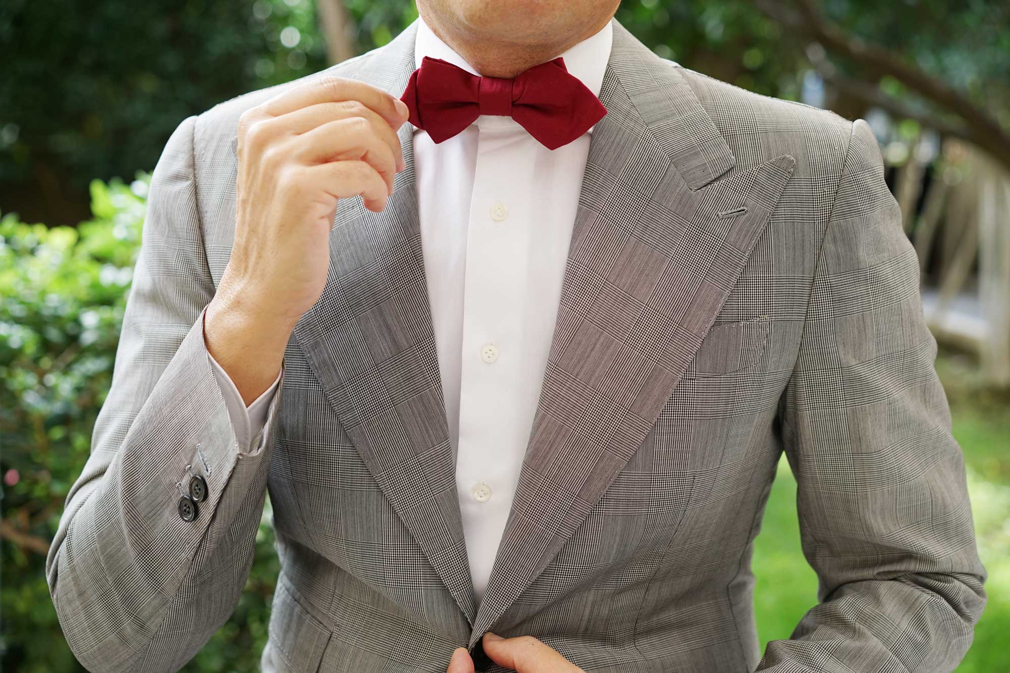 Maroon Cotton Diamond Bow Tie - Image 5