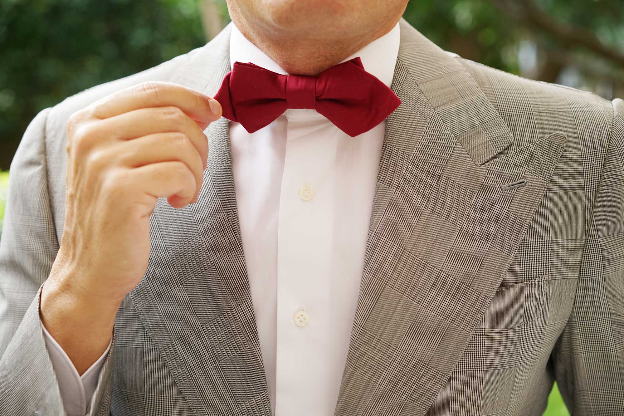 Maroon Cotton Diamond Bow Tie - Image 6