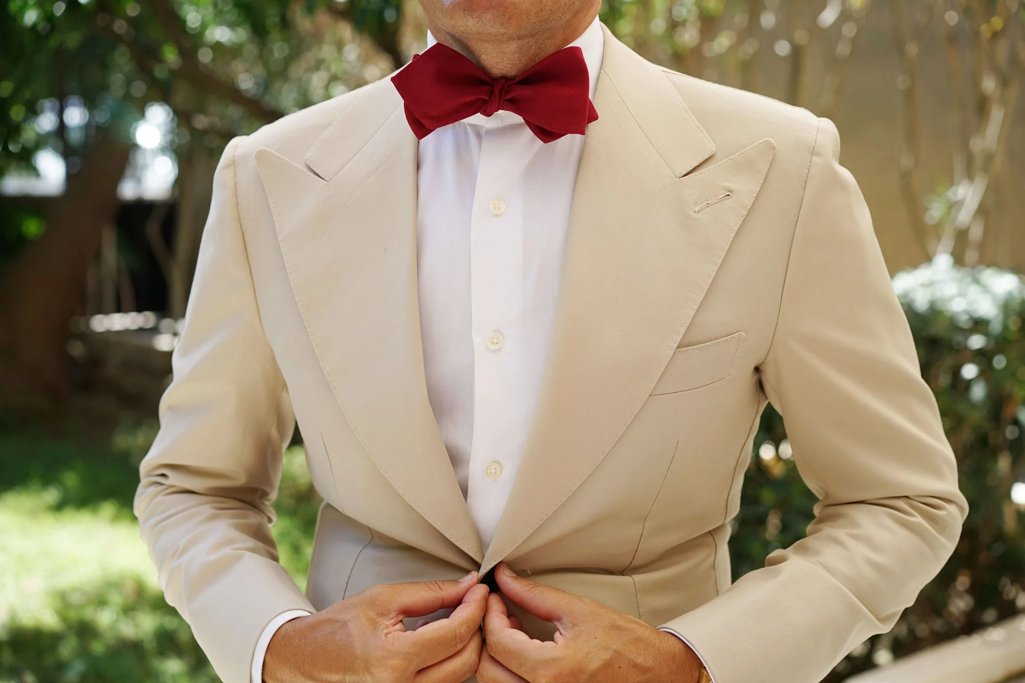 Maroon Cotton Self Tie Diamond Bow Tie - Image 3
