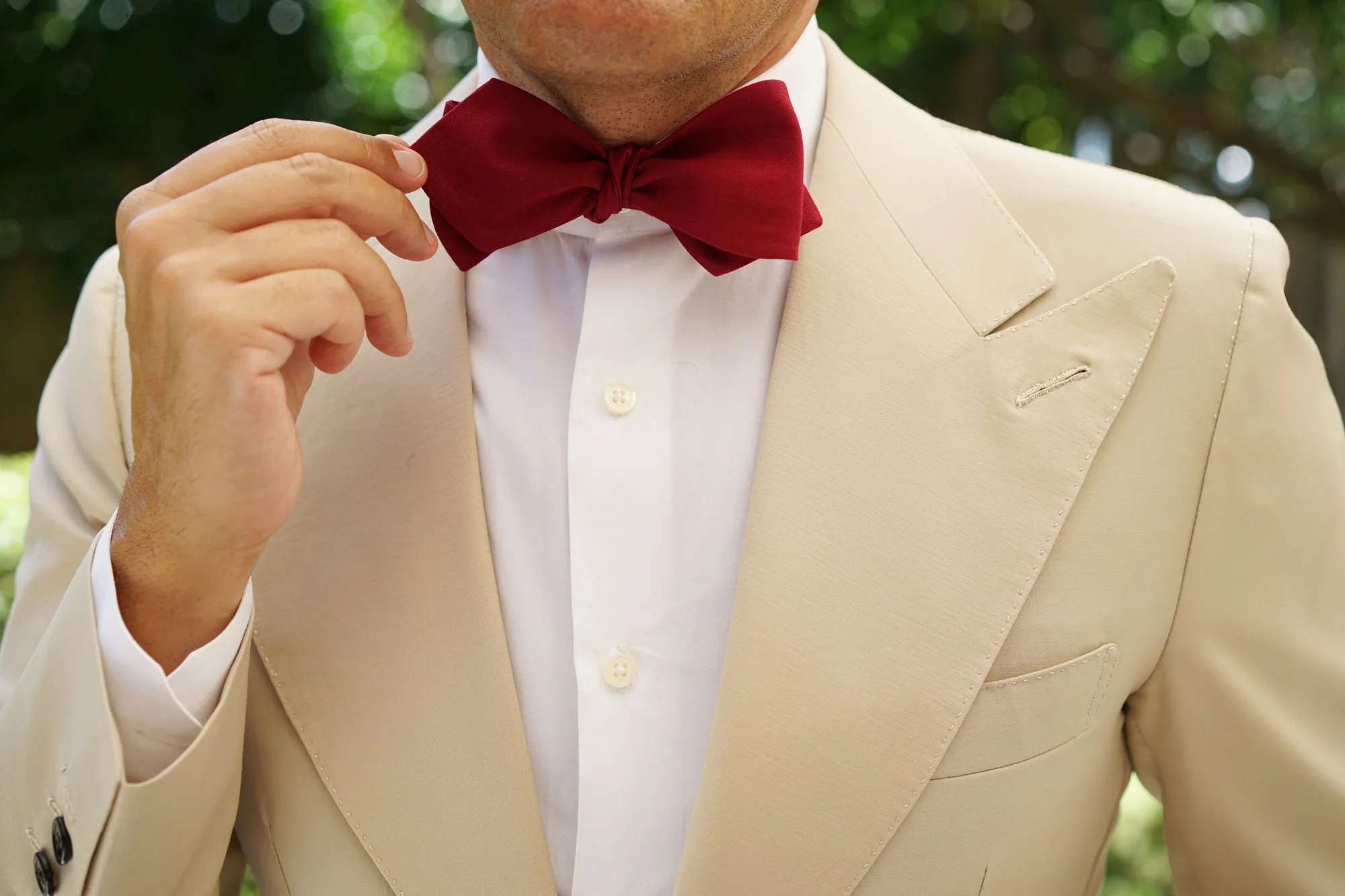 Maroon Cotton Self Tie Diamond Bow Tie - Image 8