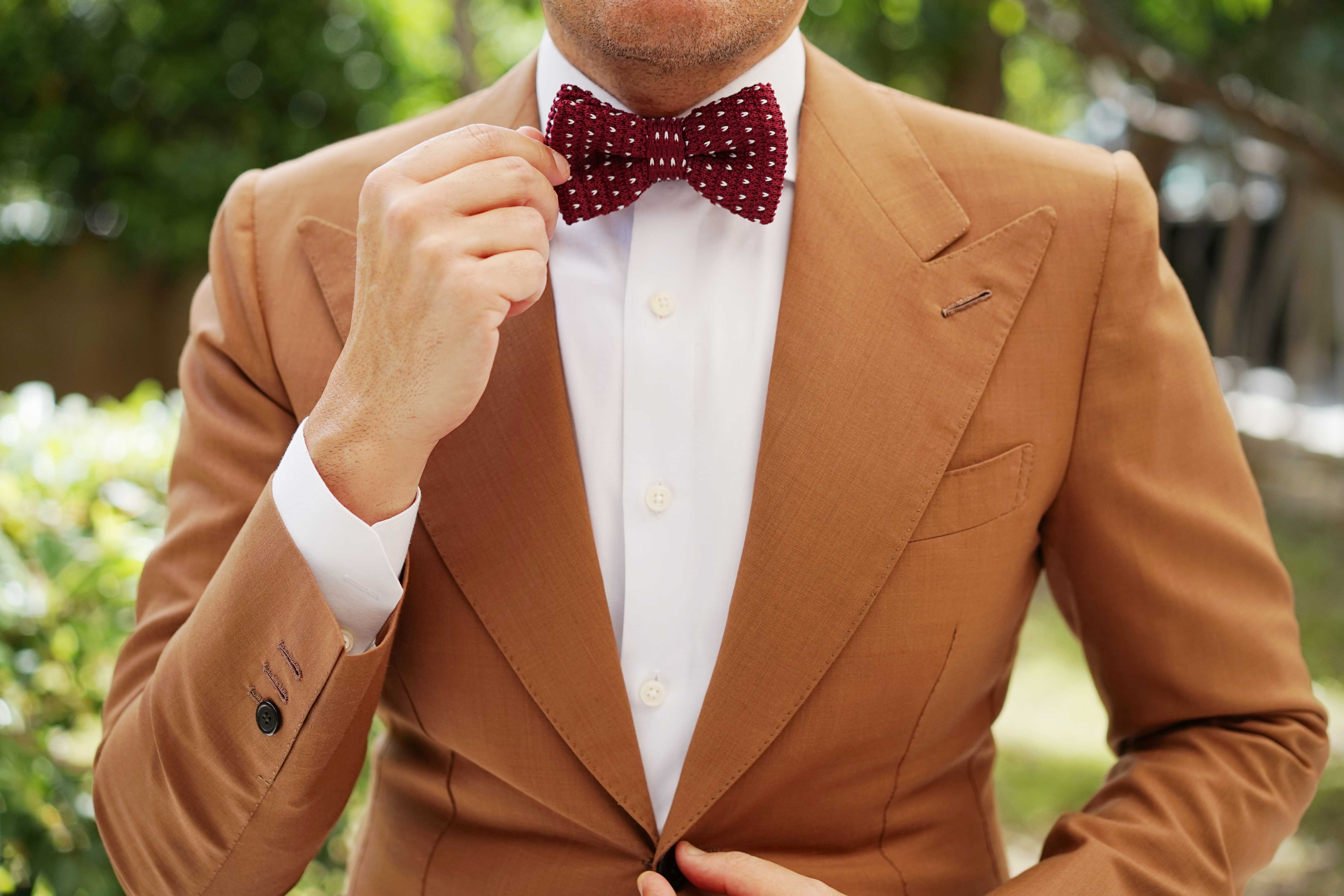 Maroon Lannister Knitted Bow Tie - Image 3