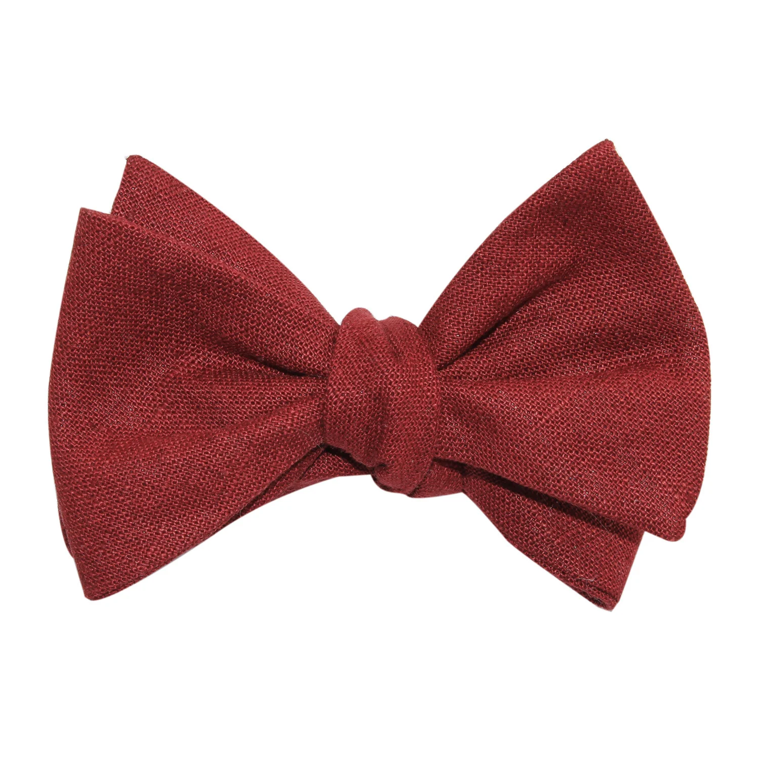 Maroon Slub Linen Self Tie Bow Tie - Image 3