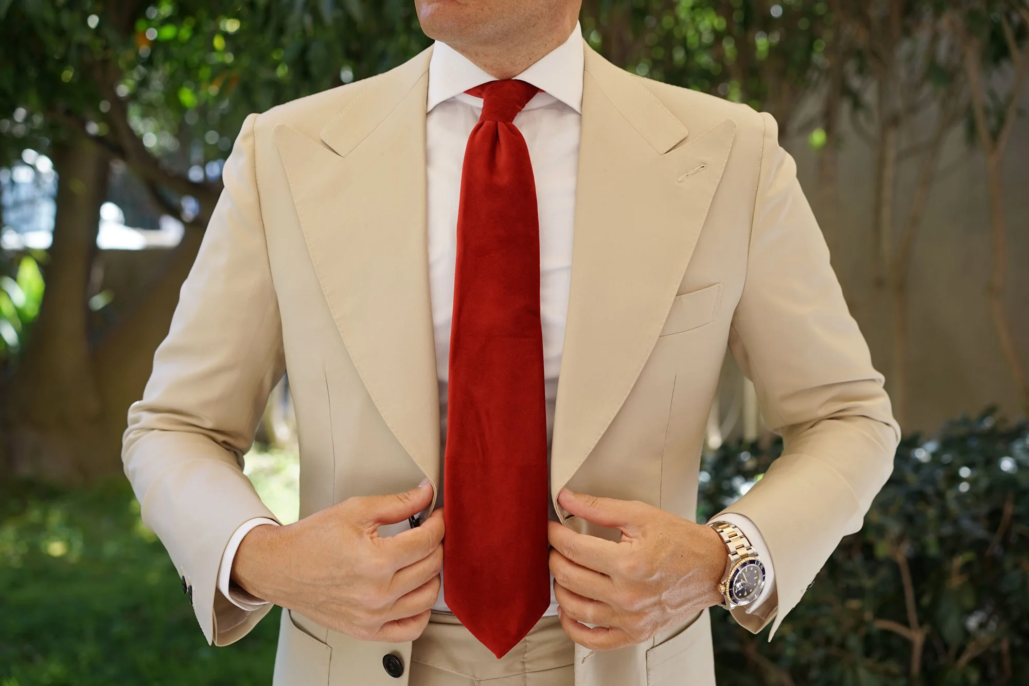 Maroon Velvet Necktie - Image 4