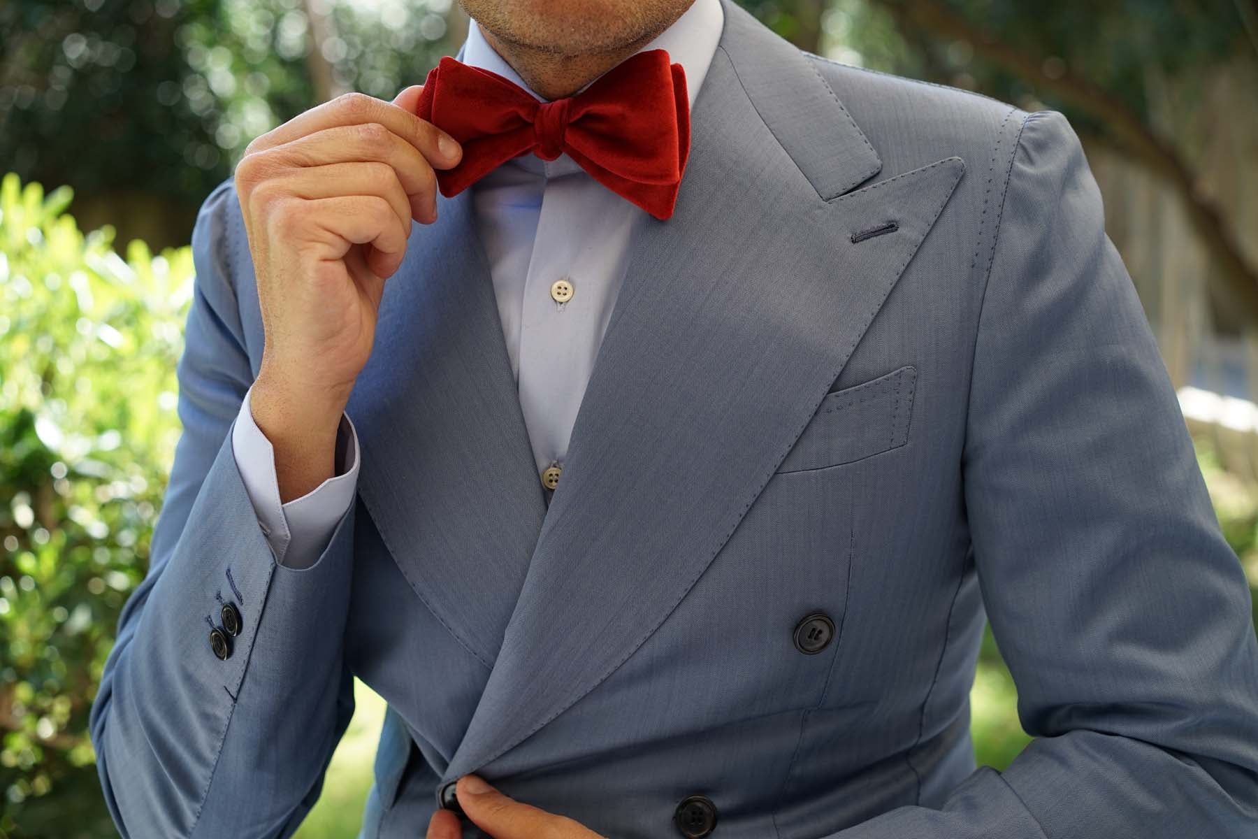 Maroon Velvet Self Bow Tie - Image 4