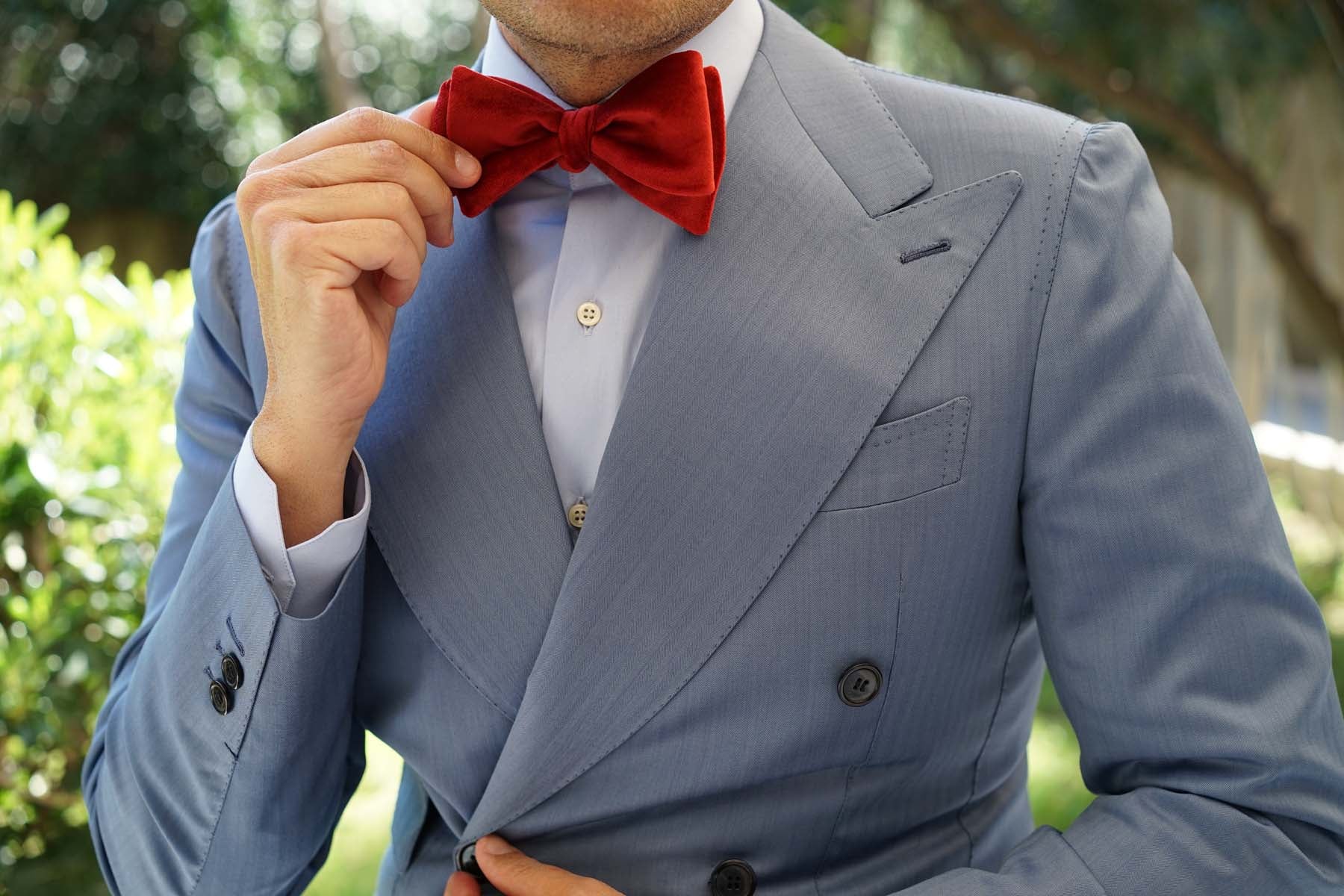 Maroon Velvet Self Bow Tie - Image 5