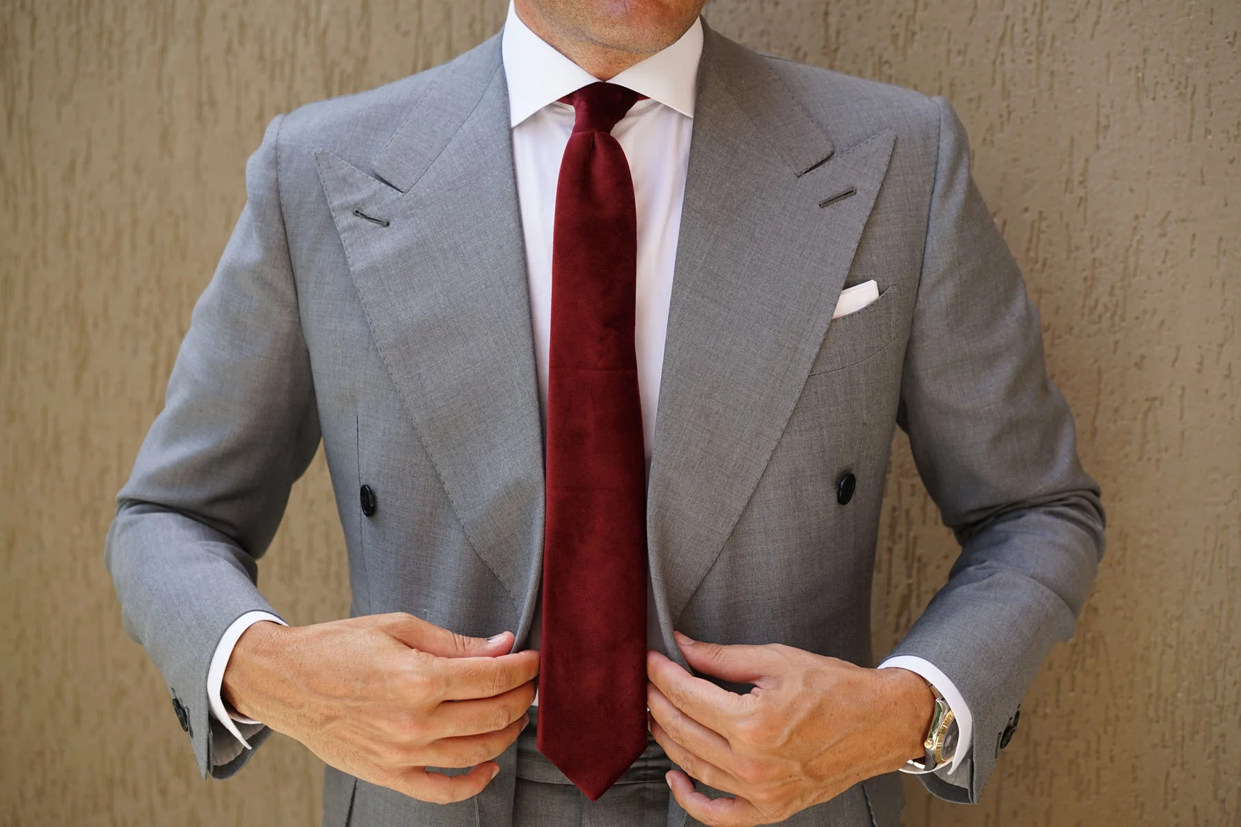 Maroon Velvet Skinny Tie - Image 11