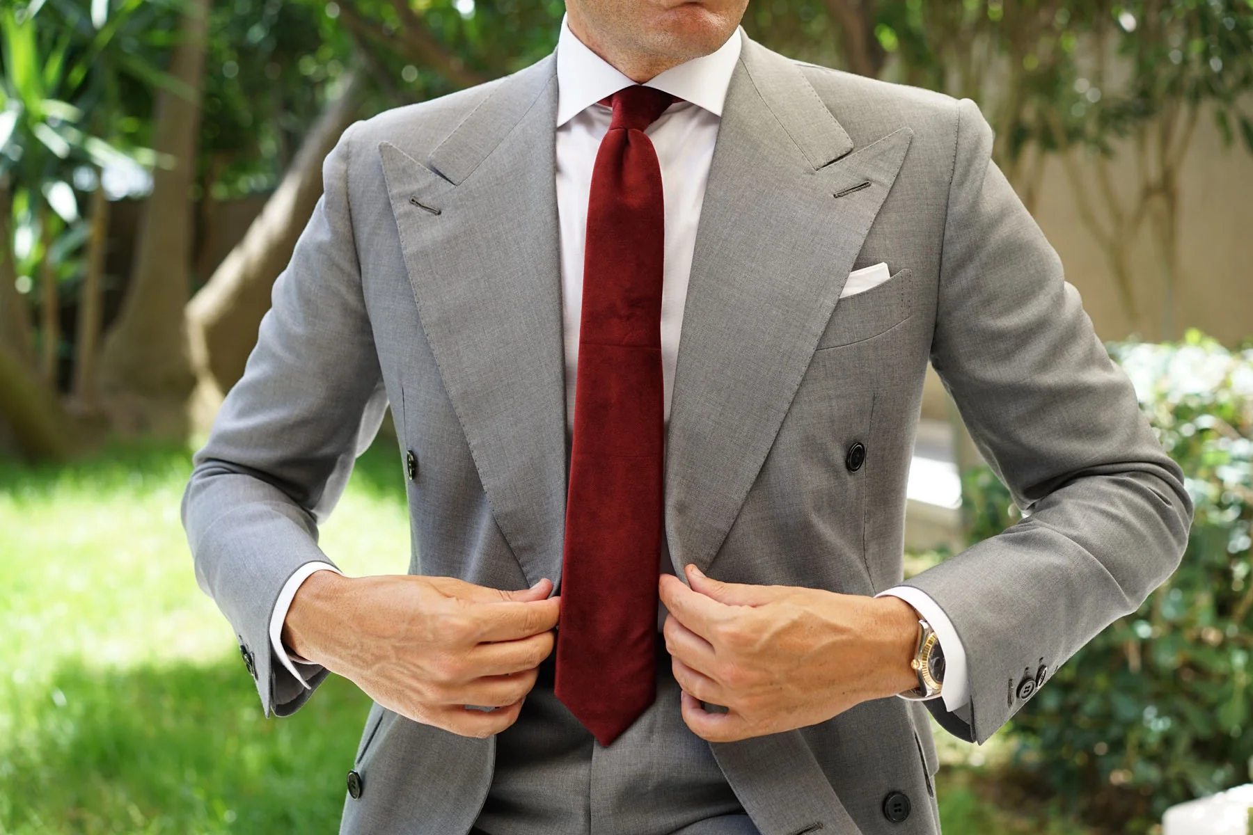 Maroon Velvet Skinny Tie - Image 4