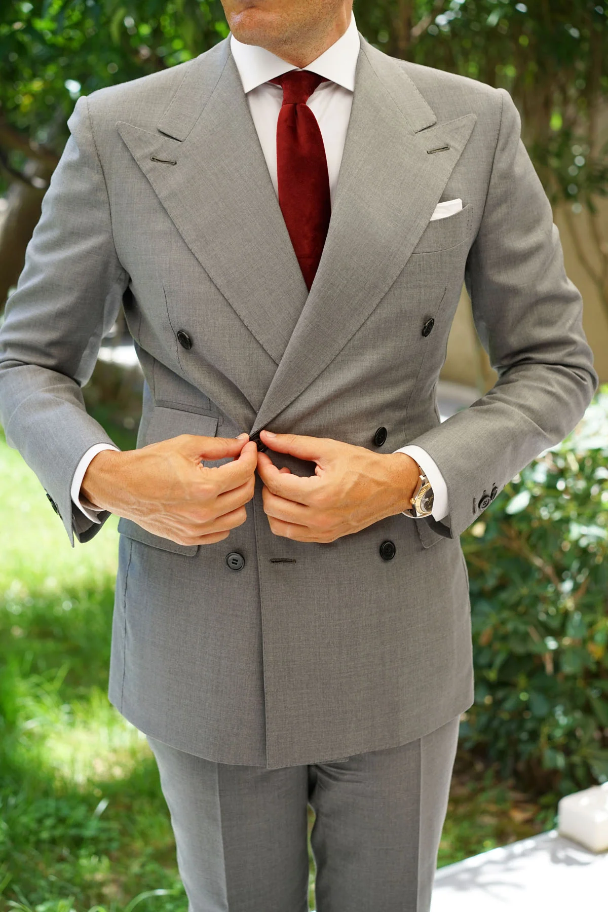 Maroon Velvet Skinny Tie - Image 5