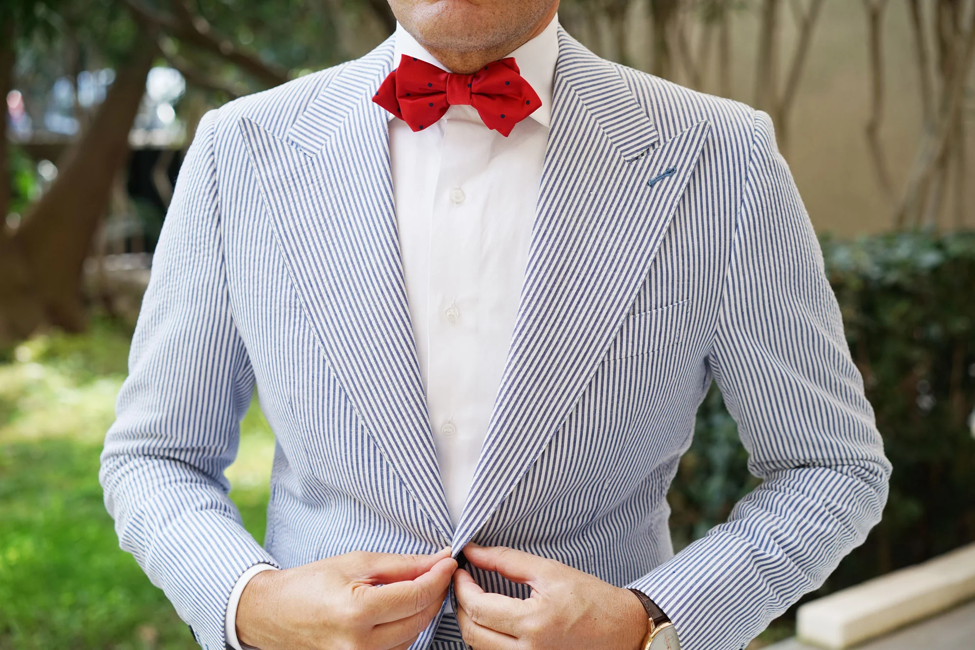 Maroon with Dark Polka Dots Diamond Bow Tie - Image 5
