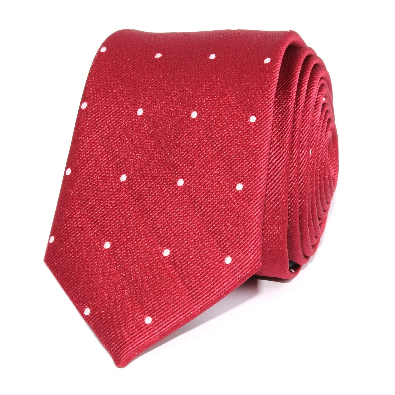 Maroon with White Polka Dots Skinny Tie - Image 2