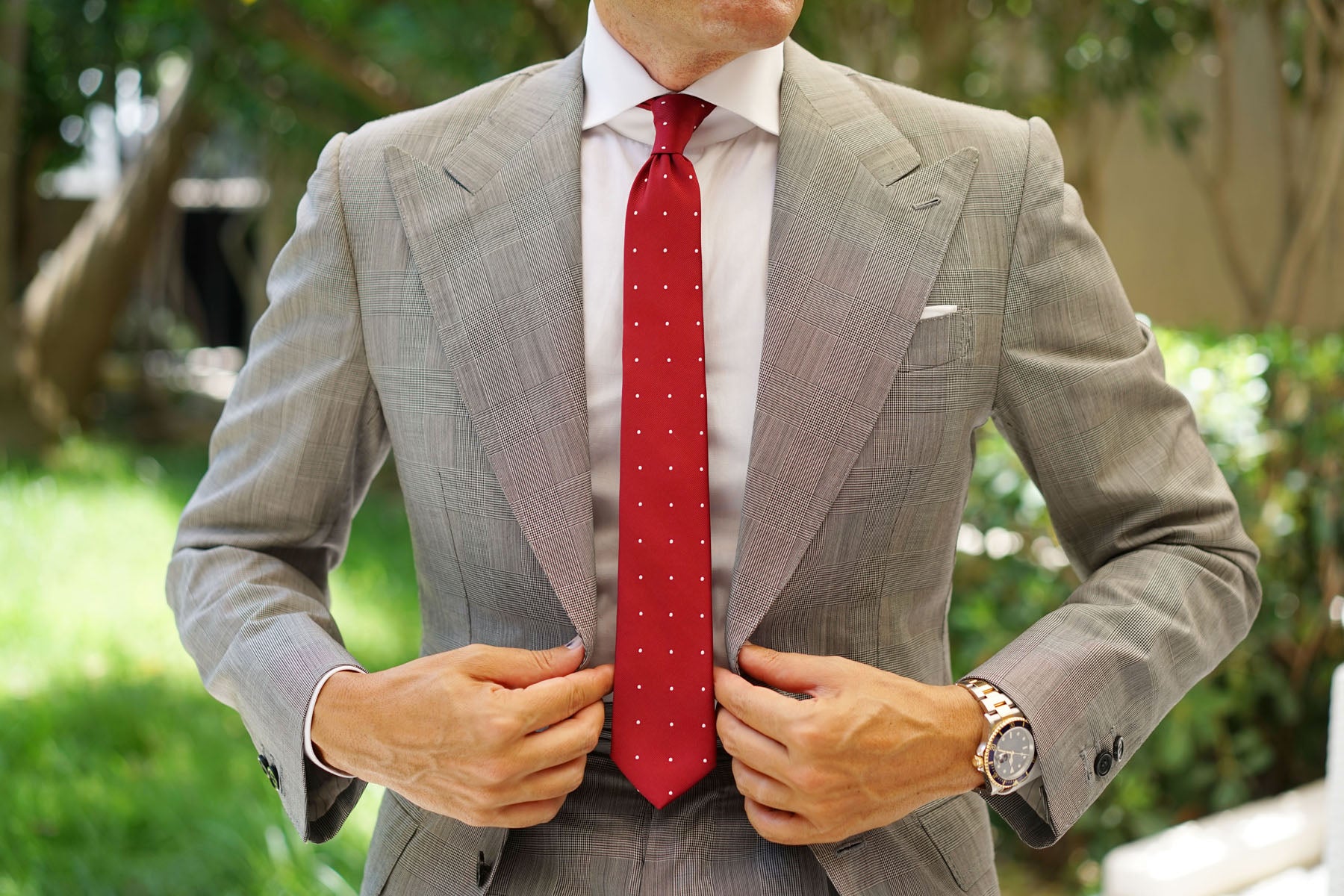 Maroon with White Polka Dots Skinny Tie - Image 6